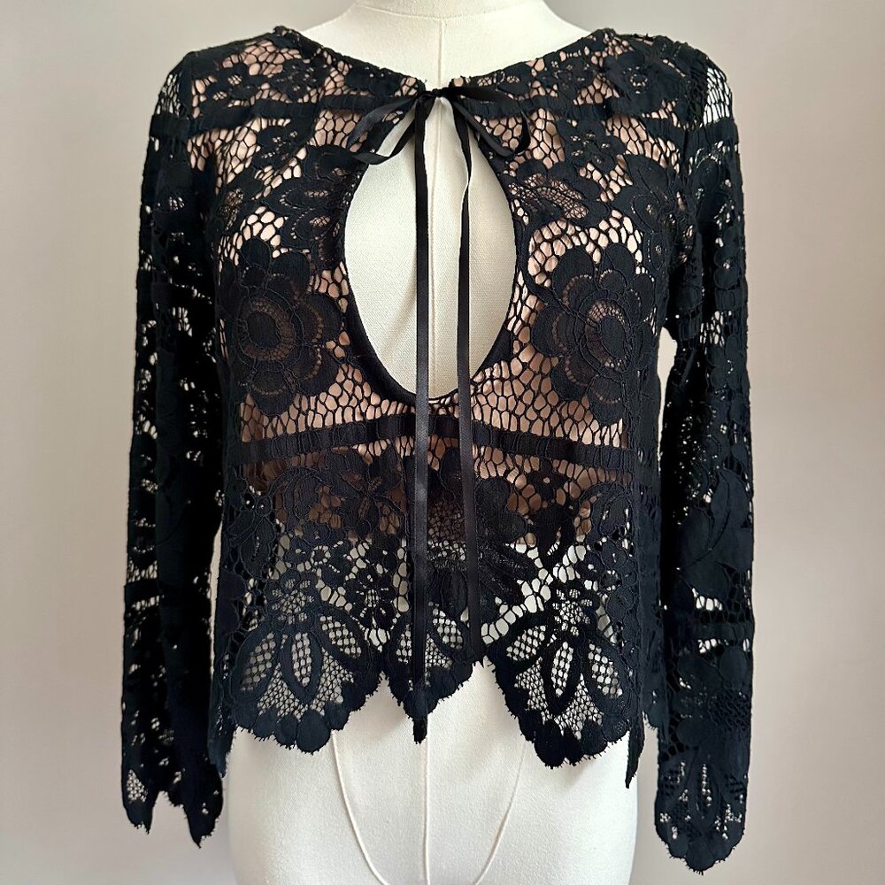 For Love And Lemons Gianna Crop Top Black